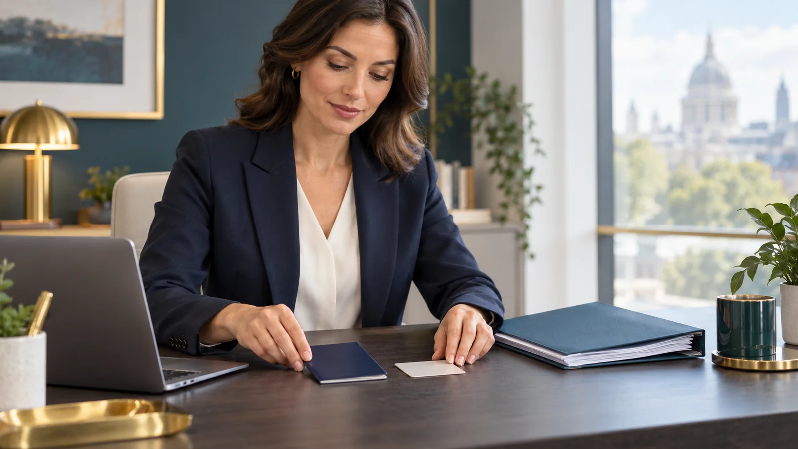 Illustrative scene of a professional preparing identity documents