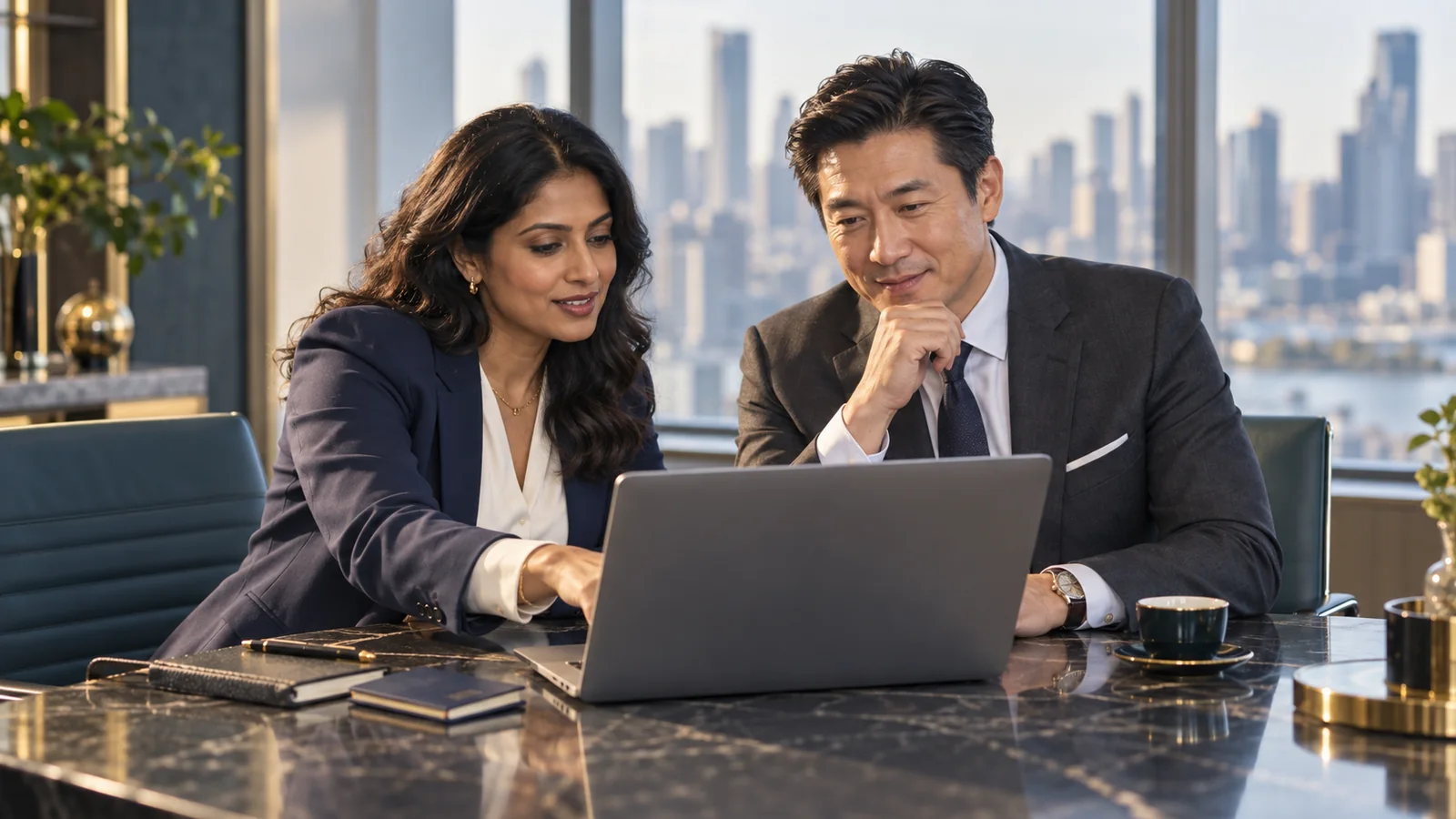 Illustrative scene of international company directors reviewing their application